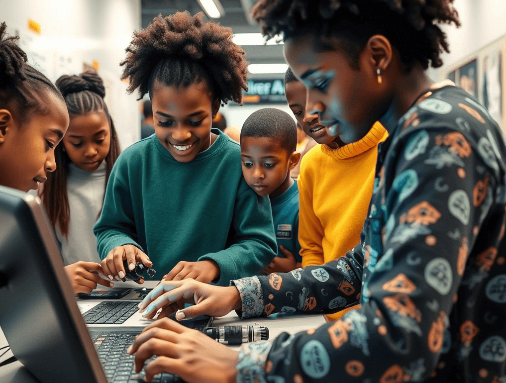 Students learning AI and STEM